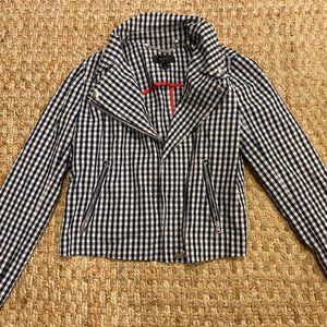 J.CREW Gingham Moto Jacket